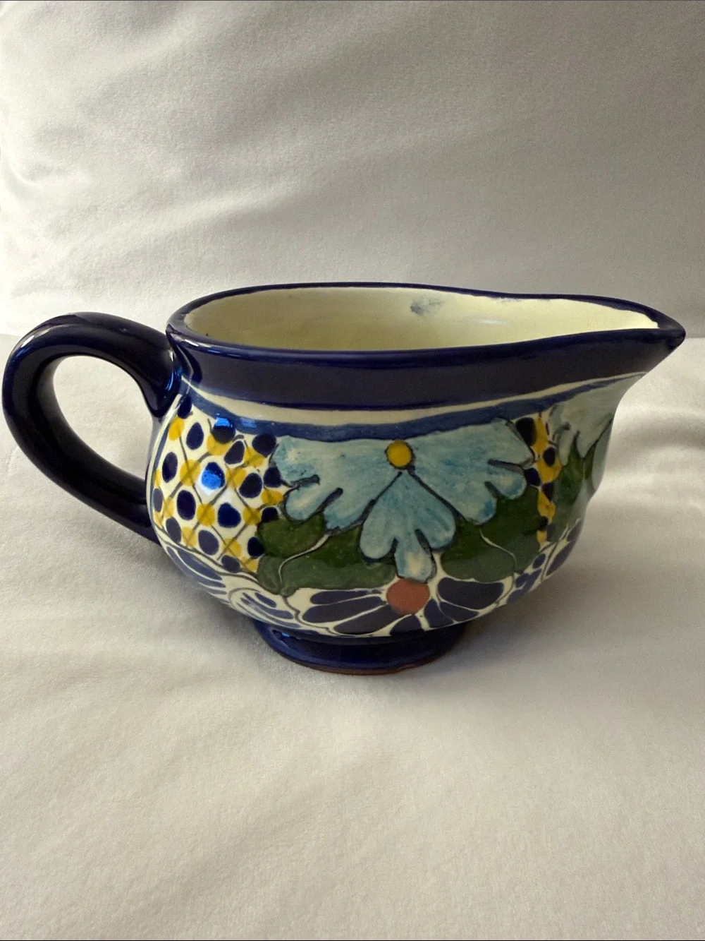 Mexican Talavera Lidded Sugar Bowl & Creamer.